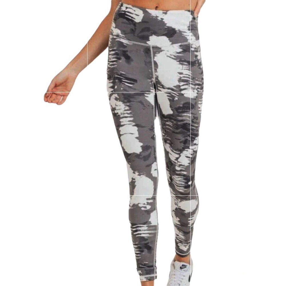 Mono B White Cloud High Rise Leggings Wide Waistband Gray Size Small